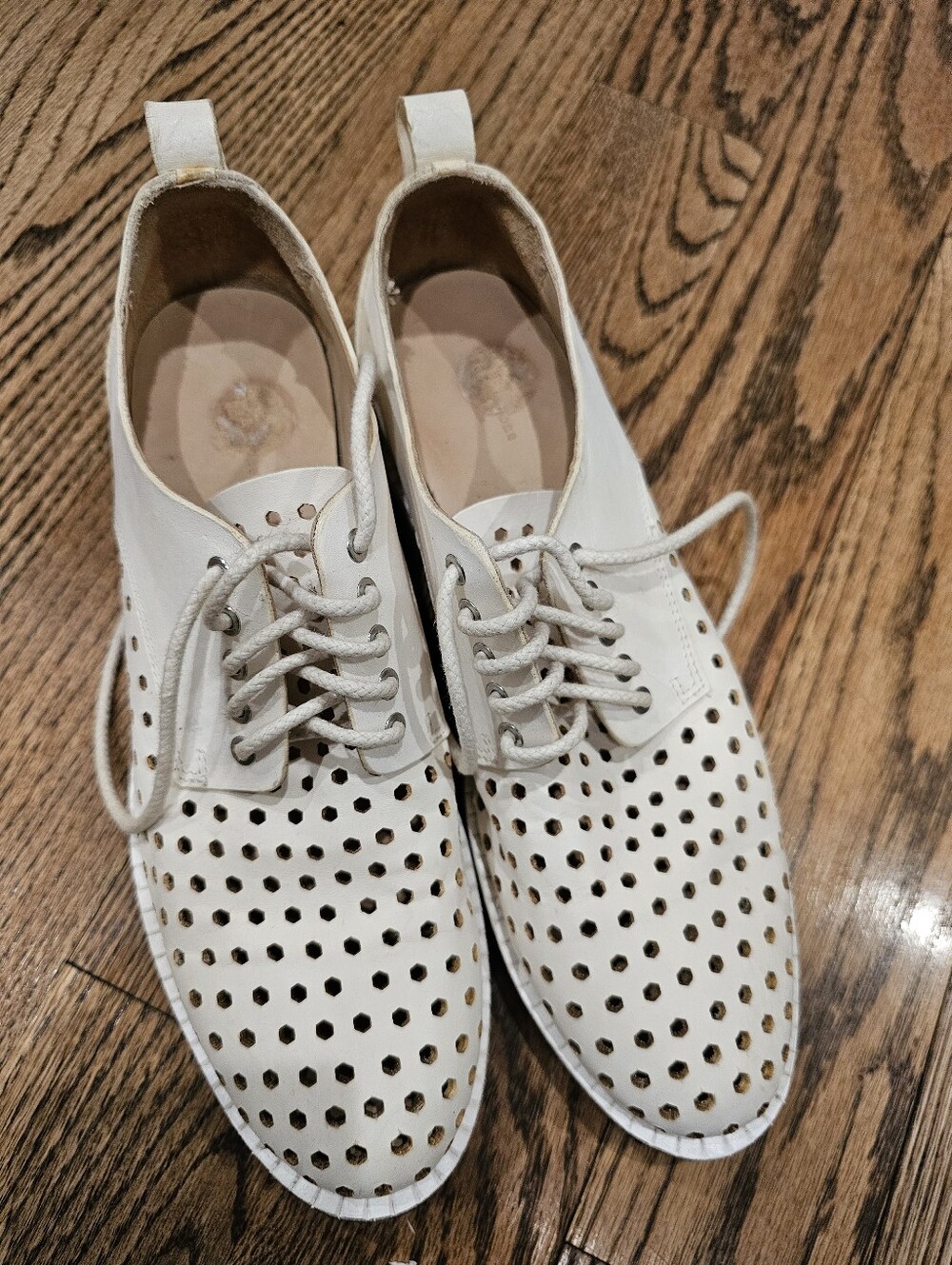 Rag & Bone Womens White Perforated Leather Lace-Up Shoes